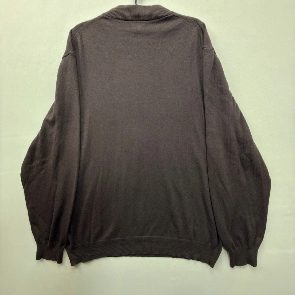 Neiman Marcus Turtleneck Mens L Cotton Rayon Brown Solid Regular Fit Italy 90s